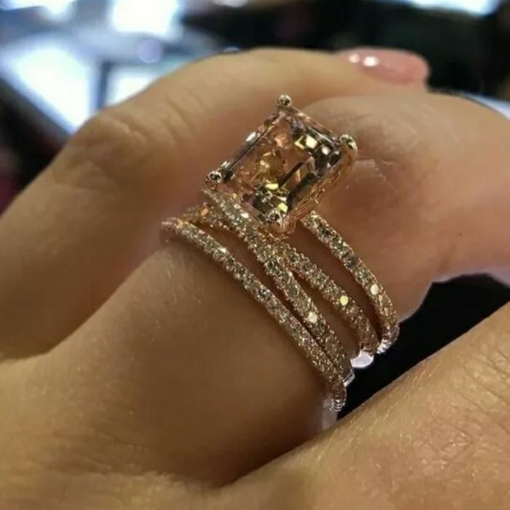 18K Rose Gold Plated Morganite Ring - Picture 1 of 12